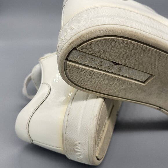 Prada White Patent Leather Sneakers - Picture 15 of 17